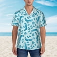 thumbnail image 2 of Pofeuu Winter Warmth Blue Knitted Print Hawaiian Shirt for Men Sleeves Casual Button Down Summer Beach Dress Shirts T-Shirts,Small, 2 of 7