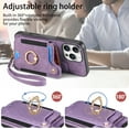 thumbnail image 5 of Dteck for iPhone 16 Pro Case Wallet with Card Holder,Ring Stand,RFID-Blocking PU Leather Protective Magnetic Flip Cover with Wrist Strap for iPhone 16 Pro 6.3",Purple, 5 of 10