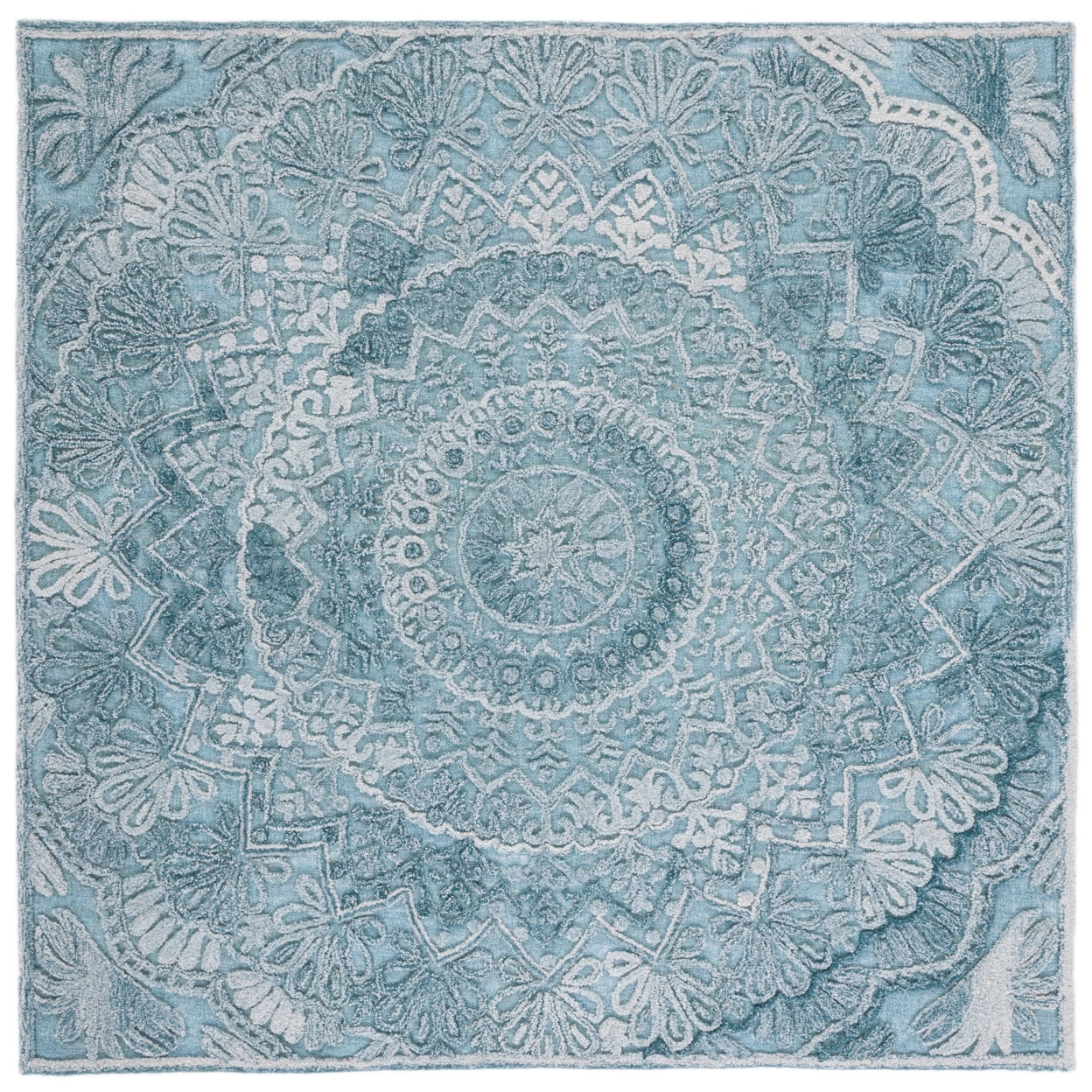 SAFAVIEH Trace Montague Medallion Area Rug, Turquoise/Green, 6' x 6' Round