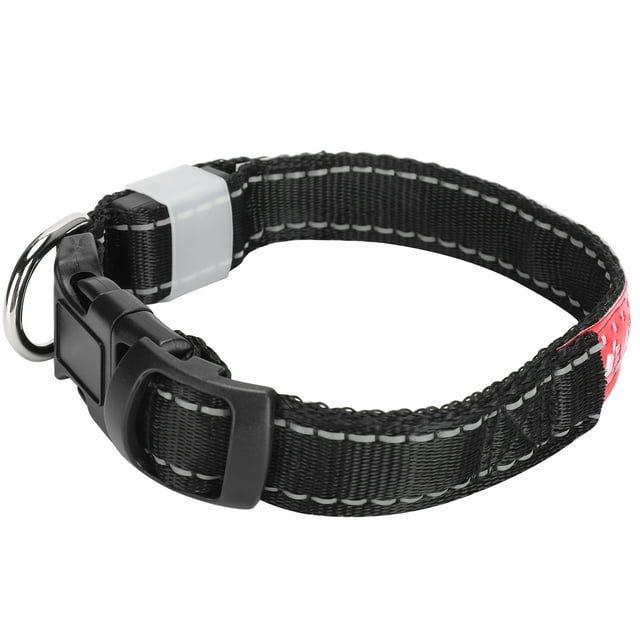 Collar ajustable para mascotas LED, recargable por USB, iluminación suave para perros, collar de seguridad nocturna, cuero rojo M
