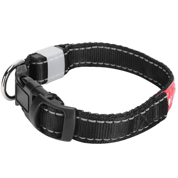 Collar ajustable para mascotas LED, recargable por USB, iluminación suave para perros, collar de seguridad nocturna, cuero rojo M