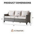 thumbnail image 2 of Giantfurnni Outdoor Wicker 3-Seat Patio Sofa, Rattan Deep Seating Couch with Beige Cushion, 2 of 8