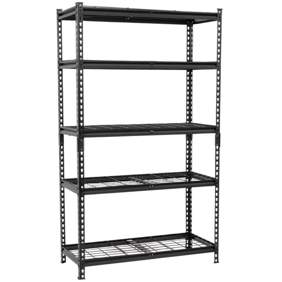 5-Tier Heavy Duty Steel Storage Shelves 36"W x 18"D x 72"H - 2250 lb Load Adjustable Shelving Unit, Boltless Assembly for Garage Shed (Black)