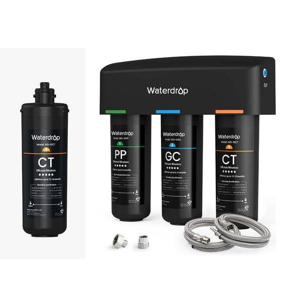 Waterdrop TSA 8 Layer Under Sink Water Filter System, WD-10CT Under Sink Water Filter, Reduces PFAS, PFOA/PFOS, Fluoride, Chlorine, Bad Taste & Odor, NSF/ANSI 42 Certified Element