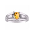 thumbnail image 1 of RYLOS Mens Rings Sterling Silver Classic Design 7X5MM Oval Gemstone & Diamond  Citrine November Birthstone Ring Size 13, 1 of 6