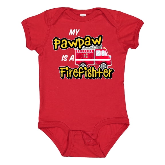 Inktastic My Pawpaw is a Firefighter with Fire Truck Boys or Girls Baby Bodysuit