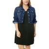 MODA NOVA Juniors Plus Size Jean Button Outfits Fashion Cropped Denim Jackets Dark Blue 3X