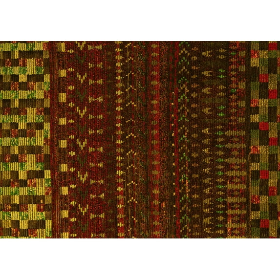 Ahgly Company Indoor Rectangle Abstract Yellow Modern Area Rugs, 2' x 3'