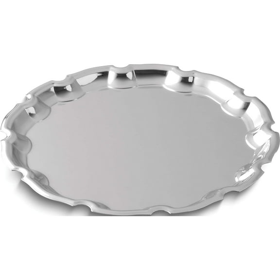 Fashion Nickle-Plated Round 12Inch Chippendale Tray (12 X 12) Made In China gm10023