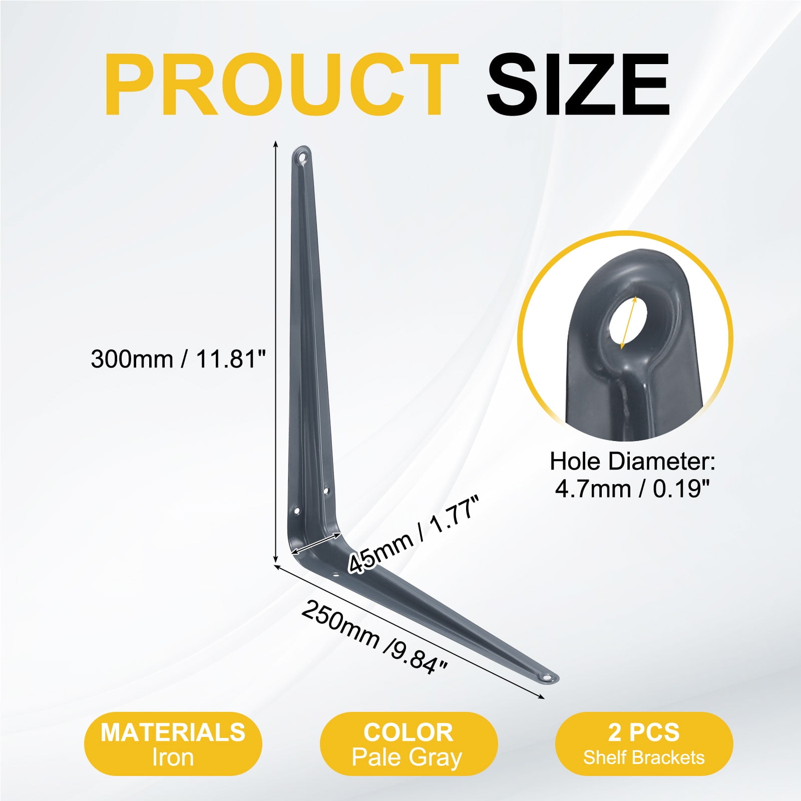 Uxcell Shelf Brackets 10 x 12 Inch, 2 Pack Iron Metal Floating Shelf Bracket Wall Corner Angle Shelving Bracket for Wall Hanging Shelves, Wood Boards, Dark Gray