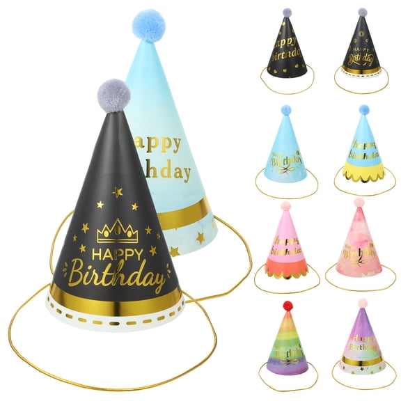 BESTOYARD 10Pcs Birthday Paper Cap Party Hats Assorted Color Adorable Design for Festive Celebration