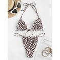 thumbnail image 4 of ZAFUL Women Swimsuit Checkered Ribbed Loincloth Bikini Swimwear Coffee S, 4 of 6