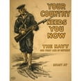 thumbnail image 2 of Josef Pierre Nuyttens 15x18 Black Ornate Wood Framed Double Matted Museum Art Print Titled - Your Country Needs You Now - the Navy, Our First Line of Defense (1917), 2 of 5