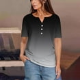 thumbnail image 2 of JYnXIANTI Womens Short Sleeve Tops Button V Neck Gradient T-Shirts Casual Classic Henley Shirt Summer Fashion Clothes, 2 of 6