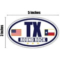 thumbnail image 3 of Flag of Texas / American Flag Oval 3M Vinyl Bumper Sticker Decal | Navy & Gold Round Rock, TX Sticker Vinyl Decal, 3 of 3