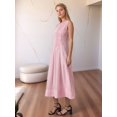thumbnail image 5 of Women's Summer Midi Dresses Sleeveless Crewneck Beach Boho Casual Loose Long Flowy Sundress Pink S, 5 of 7