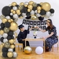 thumbnail image 5 of Kit de arco de globos negros y dorados, 125 piezas de globos negros plateados y dorados metálicos, guirnalda de globos negros y dorados de 5/12/18 pulgadas para fiesta de cumpleaños, boda, 5 of 5