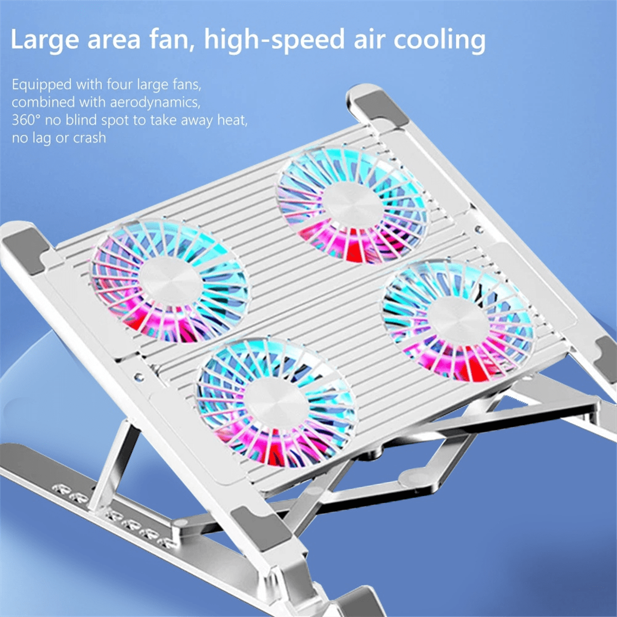 Laptop Cooling Stand Foldable with 4 RGB Silent Fans