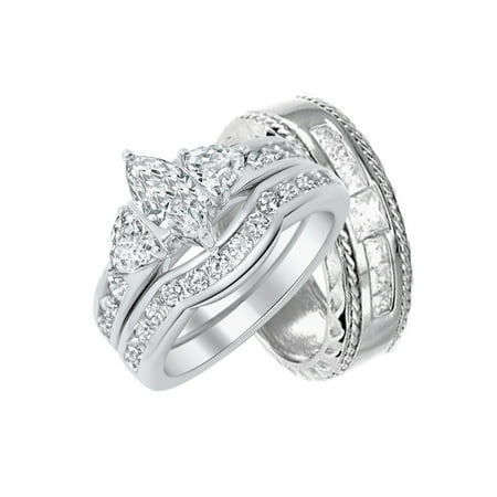 Matching Silver Wedding Bands for Bride and Groom Walmart