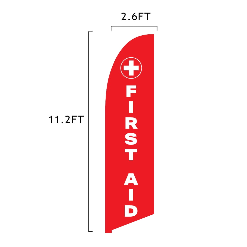 Vispronet First Aid Feather Flag – Great for Businesses, Stores, and Shops - Flag Only