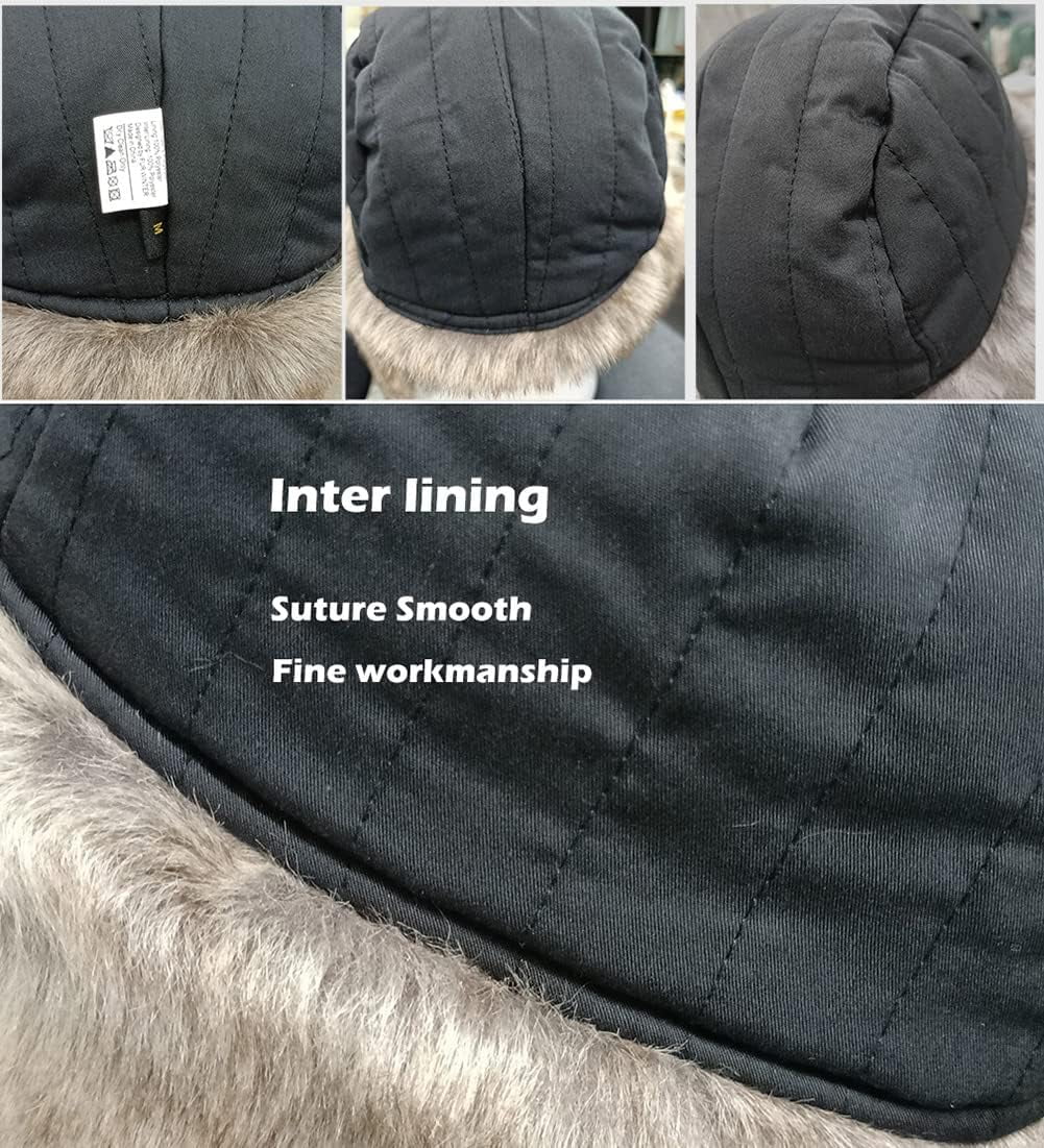 Winter Trapper Hat with Ear Flaps Plaid Russian Ushanka Aviator Hat Faux Fur Hunting Hats for Men Women(Plaid Ski Hat,L/XL)