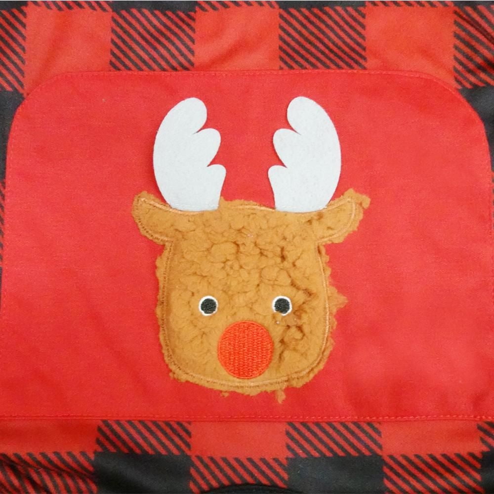 Way to Celebrate Dog Clothes: Knit Jersey Pajama for Dogs, Red & Black Plaid with Reindeer Embellishment, Size XS-XL