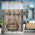 thumbnail image 6 of No Hook Shower Curtains with Snap-in Liner Set, Spring Flower Waterproof Hotel Style Bathroom Shower Curtain, Farmhouse Vintage Truck Black Plaid Wood Grain Mesh Top Bath Curtains 48''x72'', 6 of 9