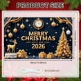 thumbnail image 2 of Golden Decor Christmas Banner Reindeer Design Holiday Display Christmas Tree Pattern Gift Box Elements Merry Christmas Backdrop for Christmas Party New Year Celebration Holiday Gathering, 2 of 9