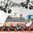 thumbnail image 7 of Race Car Party Decorations, Plutput 61 Pcs Set-12 Traffic Cones and 24 Racing Checkered Flags, 6.5Ft Racetrack Floor Runner and 9.8ft Checkered Race Track Banner, Tablecloth, Balloons and Ribbons, 7 of 7
