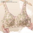 thumbnail image 4 of Dorinao Women's Flower Print Plus Size Without Ring Vest Style Front Button Underwear Bra, Beige, 36AB, 4 of 4
