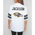 thumbnail image 2 of Women's Cuce Lamar Jackson White Baltimore Ravens Crystal V-Neck Tunic, 2 of 3