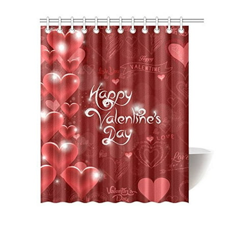 GCKG Valentine's Day Shower Curtain, Red Heart Shaped Love Polyester ...