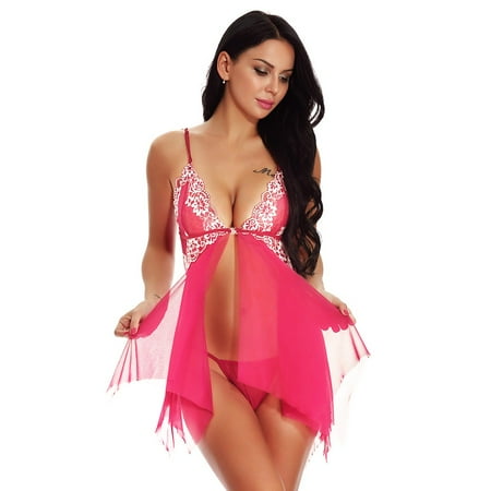 

Cathalem Corset plus Size Women Lingerie Front Lingerie Sleepwear Lace V Mesh Closure Lingerie For for Women Large Underwear Watermelon Red Large