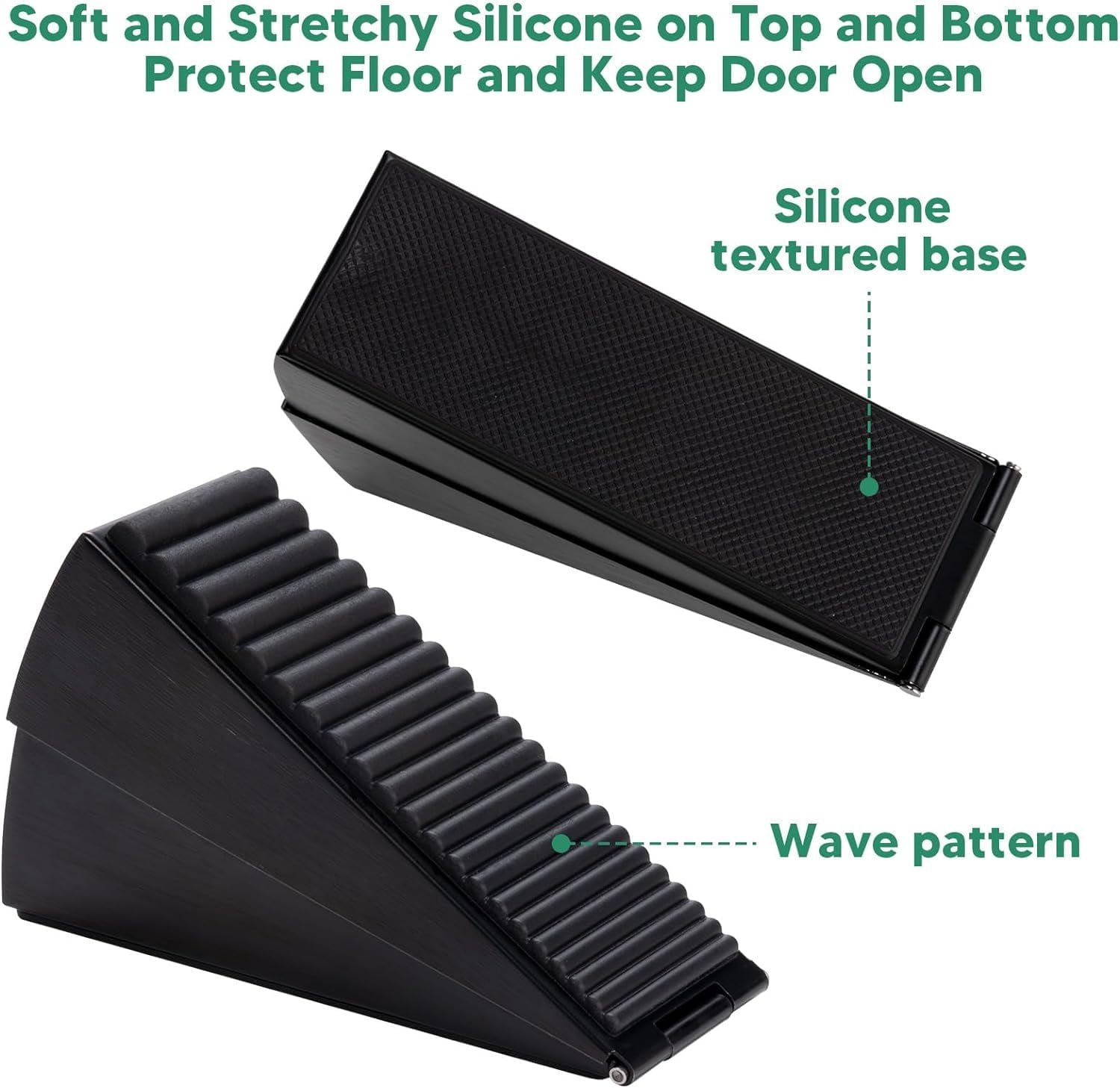 QINERL Strongest Large Door Stopper, Heavy Duty Door Stop Wedge Tall Door Stoppers for Bottom of Door, High Adjustable Spring Loaded Stainless Steel+Rubber Door Stop Suits Any Heavy Door