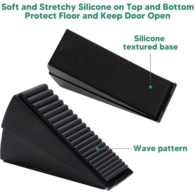 QINERL Strongest Large Door Stopper, Heavy Duty Door Stop Wedge Tall Door Stoppers for Bottom of Door, High Adjustable Spring Loaded Stainless Steel+Rubber Door Stop Suits Any Heavy Door