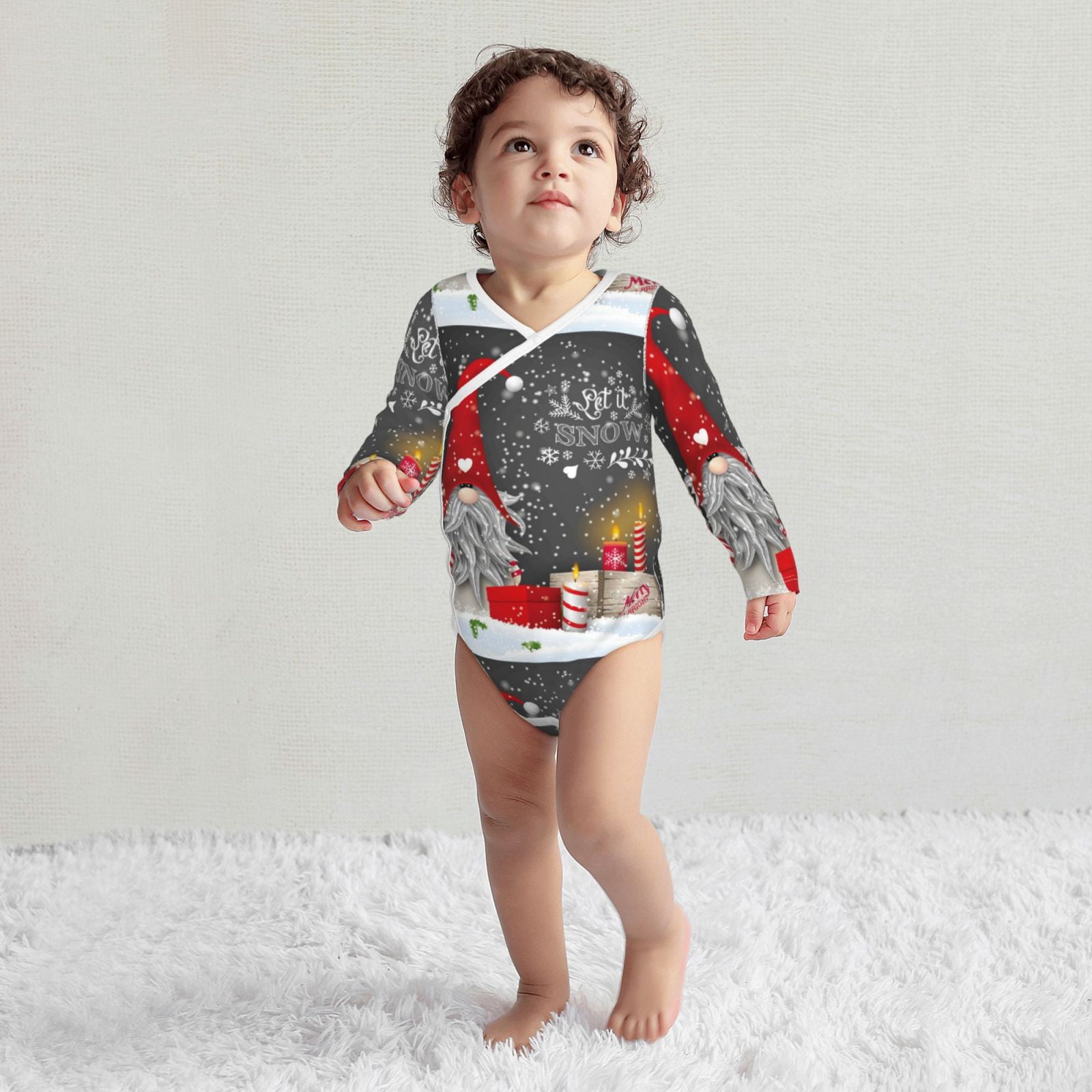 Xecao Traditional Scandinavian Dwarf Print Baby unisex-baby Cotton Long-sleeve Bodysuits-12 Months