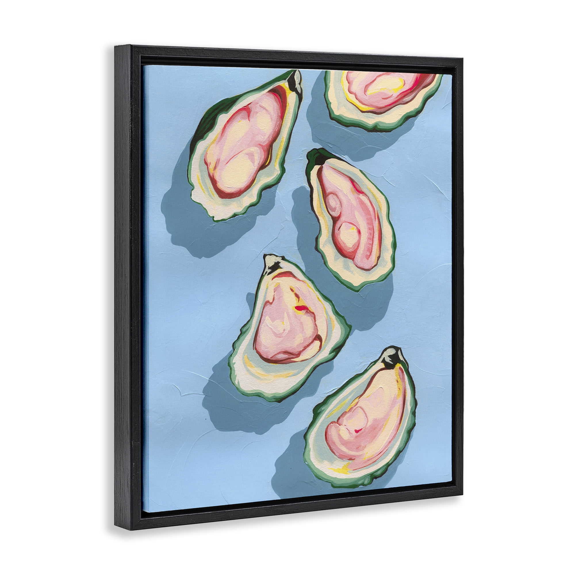 Stupell Industries Summer Beach Oysters Animals & Insects Painting Black Floater Framed Canvas Art Print Wall Art, 25 x 31
