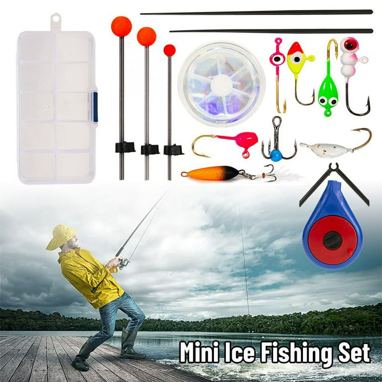 diamond Balancer Walleye Jigging Lead Hard Hook AD-Sharp Winter Ice Fishing  Lure set ice fishing rod BLUE 