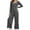 Gray, variant on Lenpel Womens Casual Jumpsuits Square Neck Long Sleeve Back Zipper Rompers Solid Color Wide Leg Fashion Fall Clothes(Wine,X-Large)
