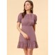 thumbnail image 2 of Vestido de gasa con Dobladillo de Volantes Allegra K para Mujeres Rosado Morado L, 2 of 6