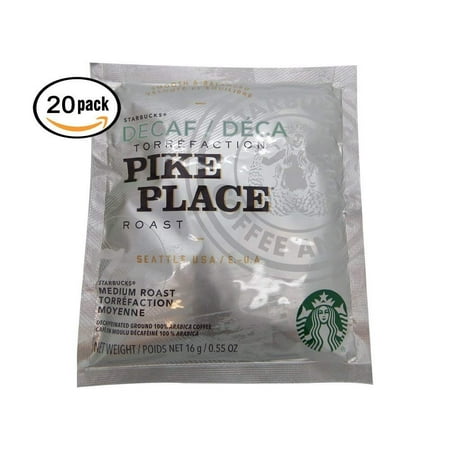 Starbucks Hotel Filter Packs Pike Place Decaf Decaffeinated Medium Roast 20 packs .55 oz