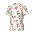 thumbnail image 5 of Vsdgher Tulips Flowers Print Men's Dry Fit Mesh Athletic Shirts Moisture Wicking Tennis T-Shirt Tops, 5 of 9