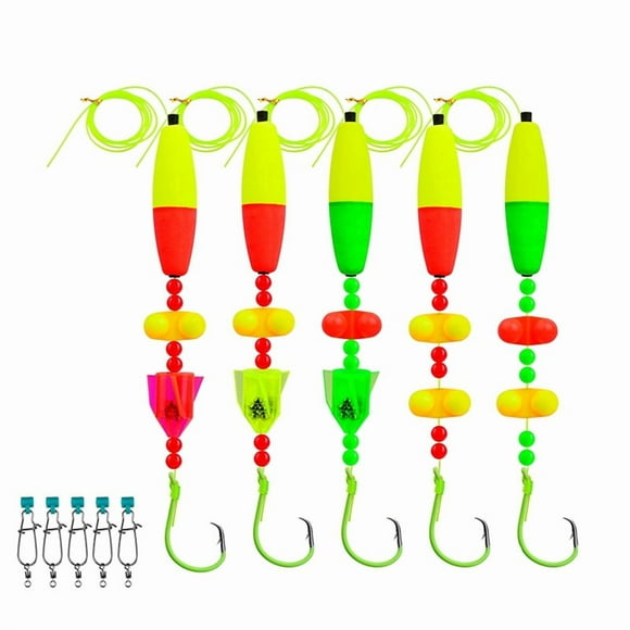 Catfish Float Rigs - Fishing Tackle with Rattler, 5pcs Rigs for Catfish Fishing, 6/0 Circle Hooks
