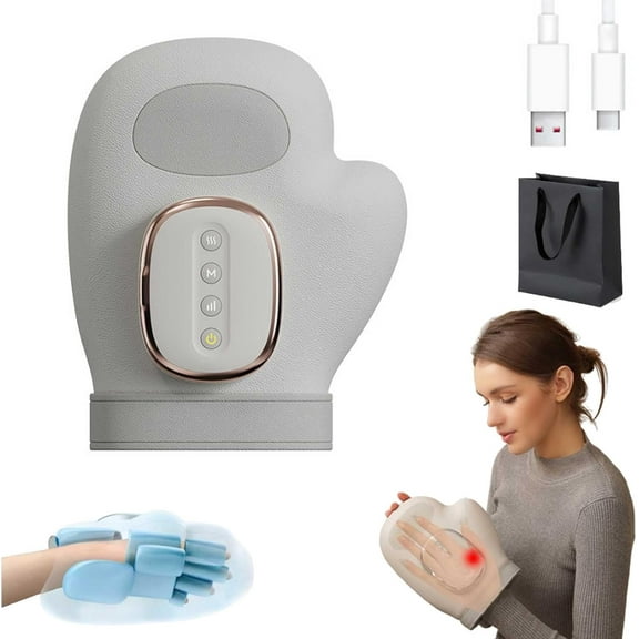 Alivura Therapeutic Glove, Electric Hand Massager with Compression and Heat, Finger Massagers for Arthritis, 5 Intensity Levels for Gamers/Office Workers/Post-Surgery Care