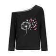 thumbnail image 3 of Uootdi Womens Off Shoulder Long Gift Sleeve Shirts Cute Print Sweatshirt Tops Loose Soft Pullover Fall Fashion Clothes, 3 of 4