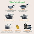 thumbnail image 2 of NutriChef 11 Piece Nonstick Diamond Pattern Kitchen Cookware Set, Dark Blue, 2 of 8