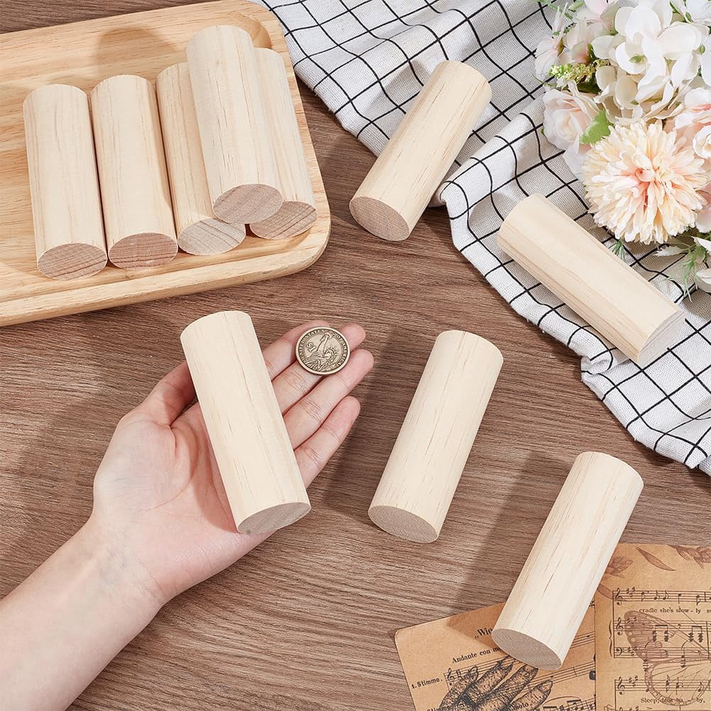 10pcs 10Pcs 3.9x1.4 Inch Wood Round Sticks Unfinished Wooden Dowel Rods Blank Round Dowels Rods Round Dowels Strips Unfinished Wooden Strips Wood Sticks for DIY Crafts Building Model Home Decor White