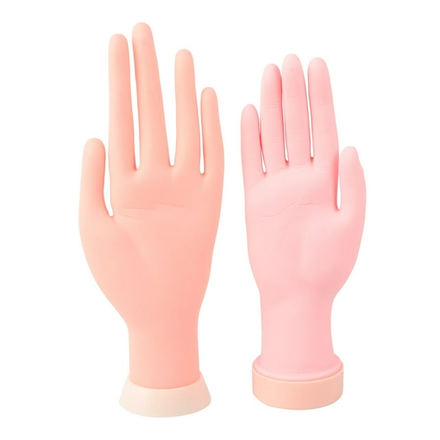 FENGGUIQU 2Pcs Reusable Manicure Practice Hand Model Beige Life Size for Nail Art Beginners