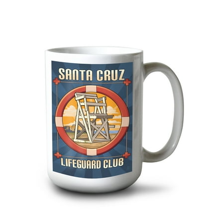 

15 fl oz Ceramic Mug Santa Cruz California Lifeguard Club Dishwasher & Microwave Safe