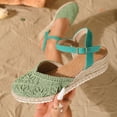 thumbnail image 3 of Espadrilles for Women Woven Closed Toe Wedge Sandals Vintage Footbed Ankle Strap Slingback Heels Breathable Summer Dress Shoes Green Size 7, 3 of 6